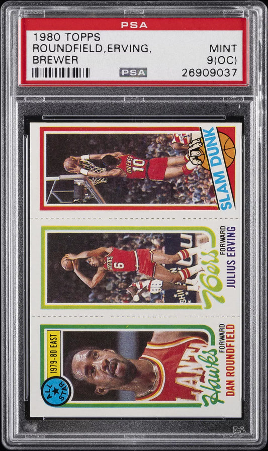 1980 Topps Ron Brewer Dan Roundfield Julius Erving Oc PSA 9