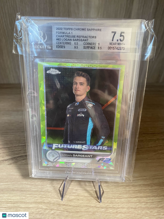 2022 Topps Chrome Sapphire Formula 1 Chartreuse Refractors Logan Sargeant #82 BGS 7.5