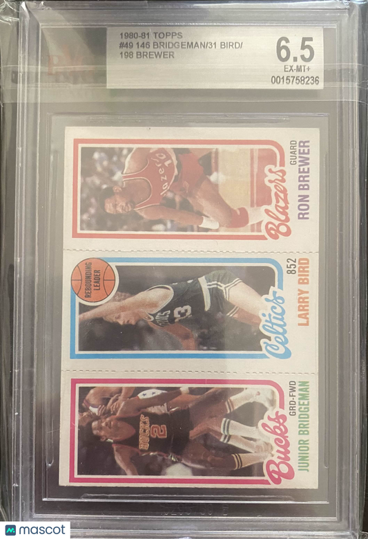 1980-81 Topps Ron Brewer Junior Bridgeman Larry Bird Beckett 6.5