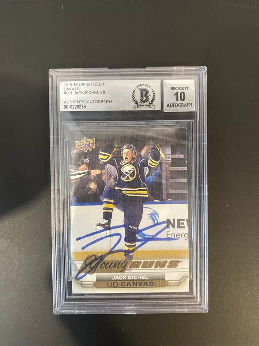 2015-16 Upper Deck Canvas Jack Eichel YG #C91 BGS 0 Auto 10