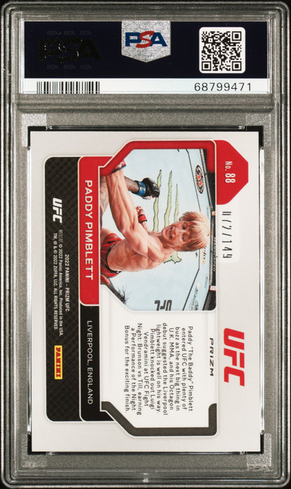 2022 Panini Prizm UFC Paddy Pimblett #88 PSA 9 - /149, ## 072/149