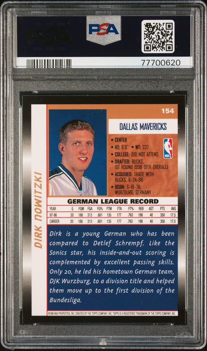 1998 Topps Dirk Nowitzki ROOKIE #154 PSA 8