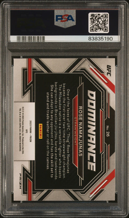 2023 Panini Prizm UFC Dominance Rose Namajunas #26 PSA 8 - POP 1, NONE HIGHER