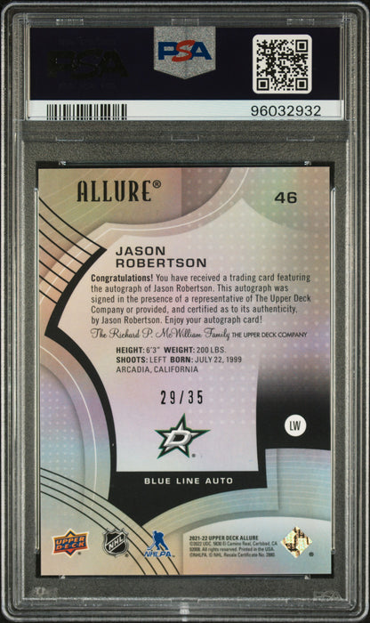 2021 Upper Deck Allure Jason Robertson #46 Blue Line /35 Auto PSA 9 - ## 29/35