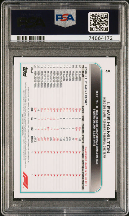 2022 Topps Formula 1 Lewis Hamilton #5 PSA 10