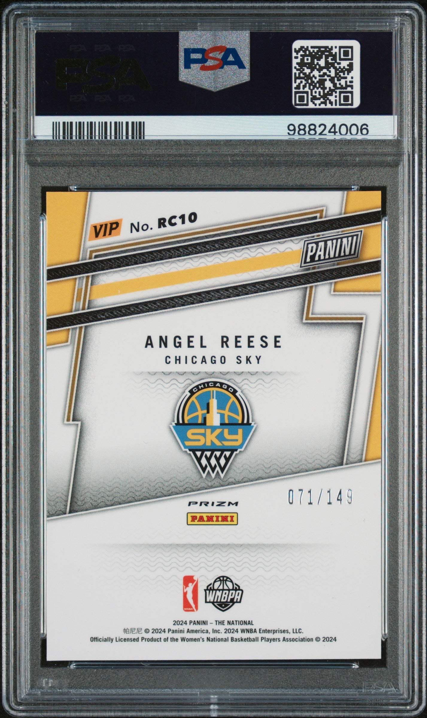 2024 Panini NSCC VIP Gold Rookie Angel Reese /149 ROOKIE #RC10 Red Sparkle PSA 9