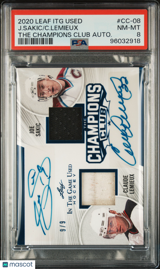 2020 Leaf In The Game Used The Champions Club Autographs Claude Lemieux Joe Sakic #CC-08 PSA 8