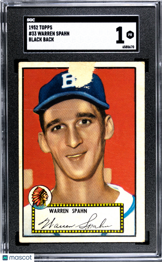 1952 Topps Warren Spahn #33 SGC 1