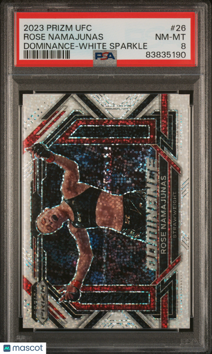 2023 Panini Prizm UFC Dominance Rose Namajunas #26 PSA 8 - POP 1, NONE HIGHER