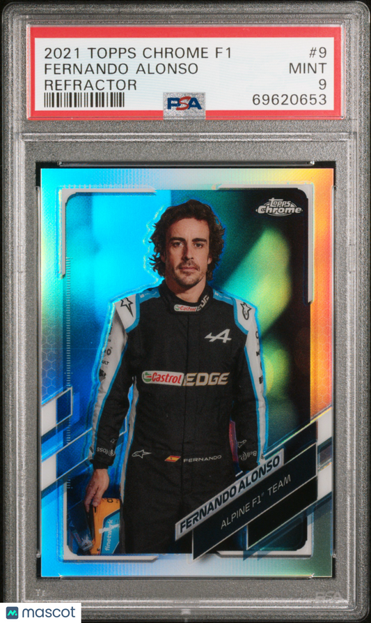 2021 Topps Chrome Formula 1 Fernando Alonso #9 PSA 9