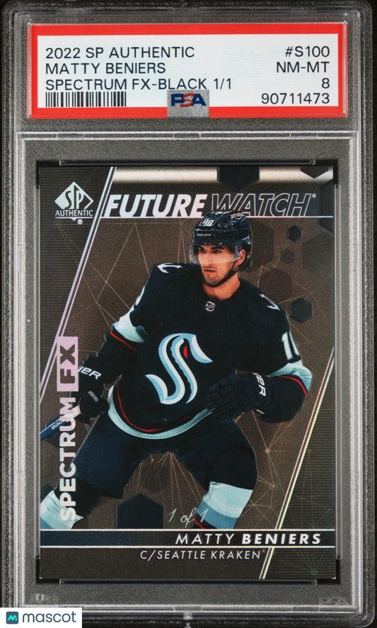 2022 SP Authentic Spectrum FX Black ROOKIE 1/1 Matty Beniers #S100 PSA 8 - 1/1