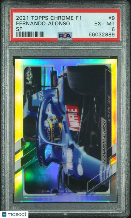 2021 Topps Chrome Formula 1 Fernando Alonso #9 PSA 6