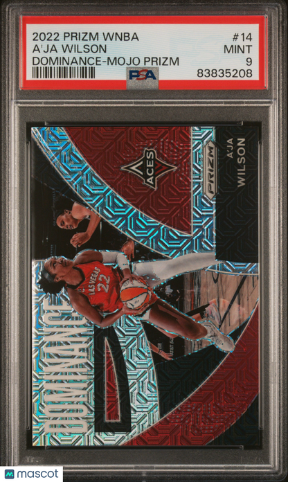 2022 Panini Prizm WNBA /25 POP 2 A'ja Wilson #14 Dominance Mojo /25 Prizm PSA 9