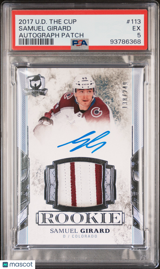 2017 Upper Deck The Cup Samuel Girard #113 Auto Patch PSA 5 - /249, ## 138/249