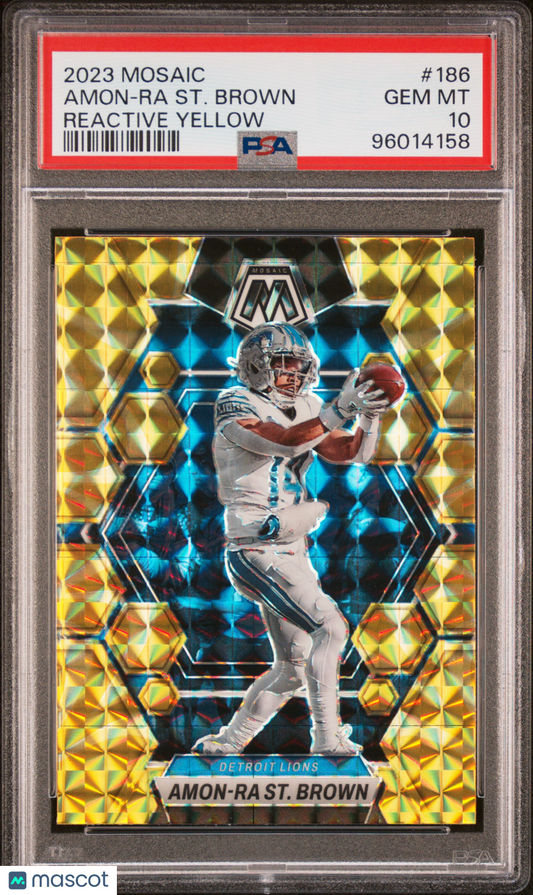 2023 Panini Mosaic Amon-Ra ST. Brown #186 Reactive Yellow PSA 10