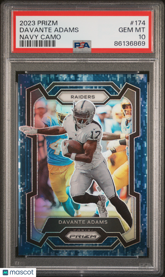 2023 Panini Prizm Davante Adams #174 Navy Camo /25 PSA 10 - /25 POP 2