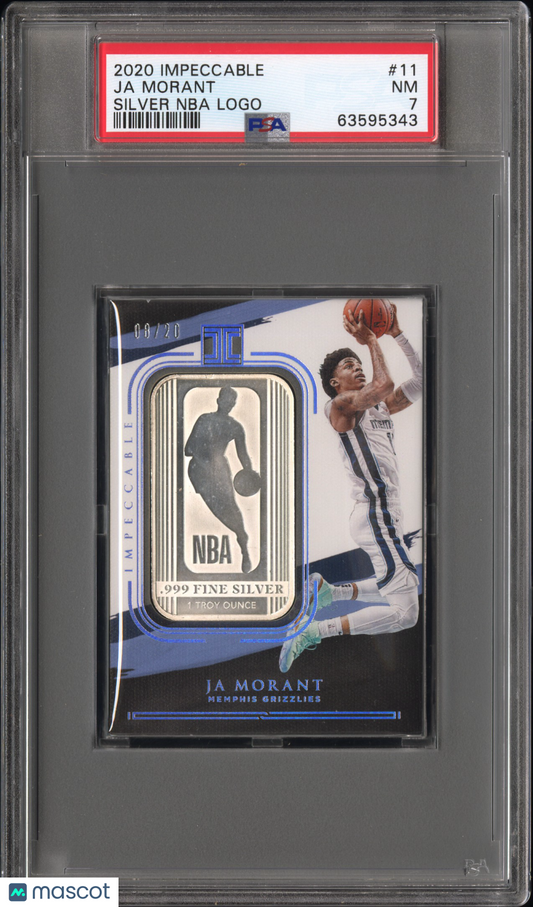 2020 Panini Impeccable Silver NBA Logo /20 Ja Morant #11 PSA 7