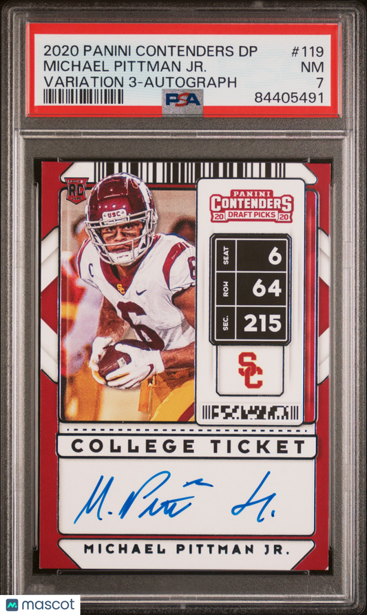 2020 Panini Contenders Draft Picks Michael Pittman JR. #119 Variation 3 Autograph PSA 7