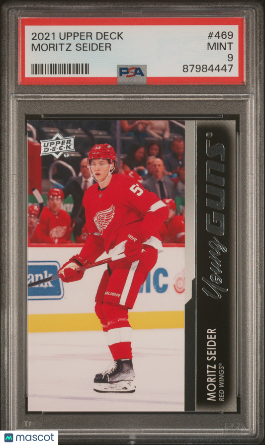 2021-2022 Upper Deck Moritz Seider YOUNG GUNS ROOKIE #469 PSA 9